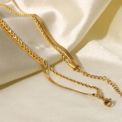 Uworld Simple Jewelry 18K Gold Plated Flat Snake Chain Layer Necklace