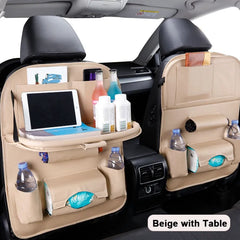 Car Seat Back Organizer with Foldable Table Tray